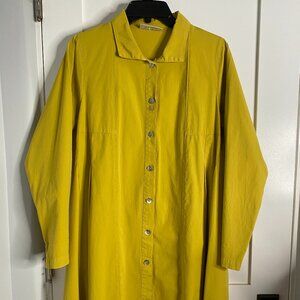 Chartreuse Eleven Stitch Design Cotton Shirt Dress